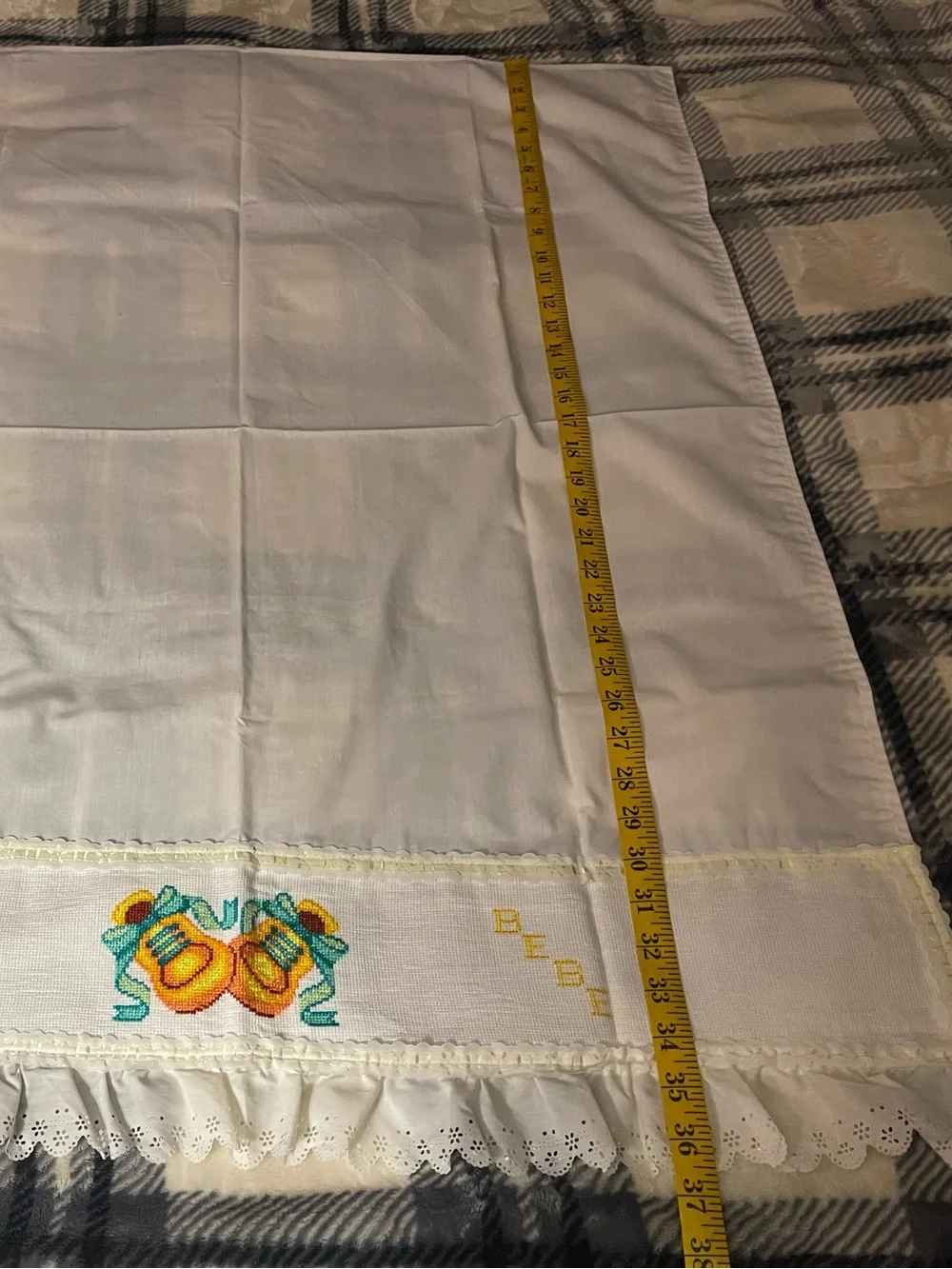Send offer Handmade cross-stitch Baby White & Yellow Decorative Bed Linen Set
